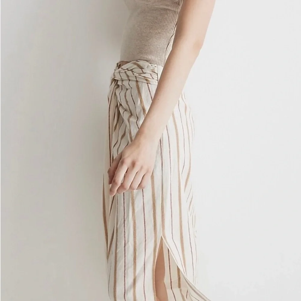 Madewell striped midi sarong skirt - size 10 - desert dune - NWT - Picture 2 of 5